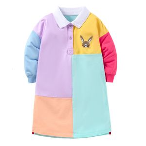 Girl s jurken spring meters aankomst meisjes polo herfst lente kinderen s kleurrijke peuter kinderen kostuum lange mouw kleding 230411