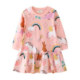 Vestidos de niña Metros de salto Niños Princesa Unicornio para otoño Primavera Manga larga Traje de bebé Cumpleaños Niño Niños Vestidos 230406