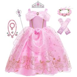 Robes de fille Enfant Princesse Robe Fille Été Fantaisie Fête Vêtements Filles Aurora Raiponce Belle au Bois Dormant Costume De Carnaval De Noël 231213