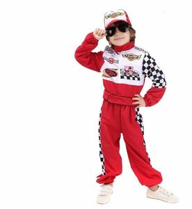 Robes de fille Enfants Garçons Halloween Racer Cosplay Rouge Race Car Driver Uniforme Enfants Racing Driver Costume Fantaisie Robe Mascarade Costume 230821