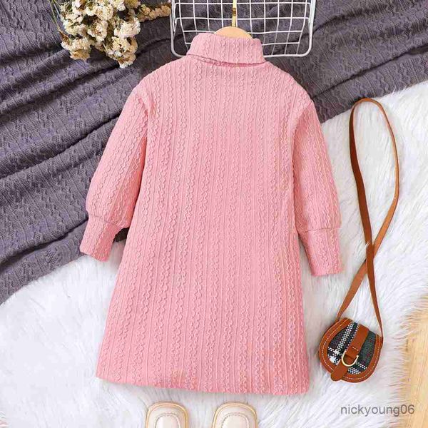 Vestidos de niña Vestido casual para niños para niñas Ropa 2023 Otoño Invierno Nuevo Niño Rosa Manga larga Vestido de princesa de punto Moda Niños 1-8Y