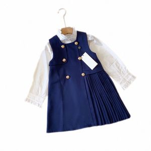 Vestidos de niña, ropa para niños, bebés, niños, vestidos, jóvenes, patrón clásico, marca de diseñador, conjunto de letras, falda, tamaño 90-160.