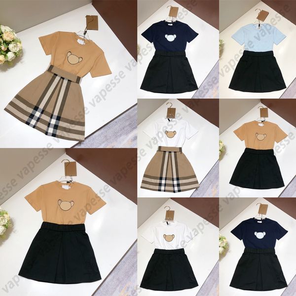 Robes pour filles vêtements pour enfants bébé enfants s'habillent pour les jeunes modèle classique marque de créateurs lettre ensemble jupe taille 100-160