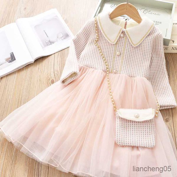 Vestidos de niña Ropa para niños para niñas Vestido de invierno de manga larga Fiesta y boda a un año Año nuevo chino Collar de muñeca Terciopelo engrosado R230824