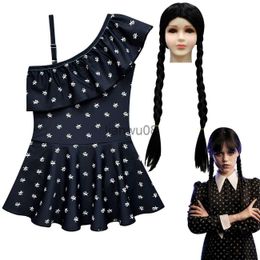 Vestidos de niña Niños Cosplay Disfraz Miércoles Addams Familia Addams Niñas Traje de baño solapa Traje de baño de una pieza Verano Niños Bikini Ropa x0806