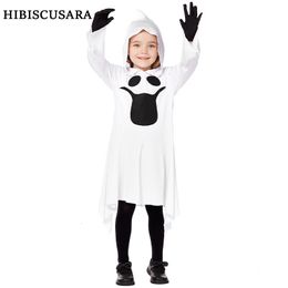 Meisjesjurken Kinderen Schattig Spook Halloween-kostuums Kinderen Hallowmas-kleding Jongen meisje Witte jurk Mantel Cosplay Trick or Treat-kleding 230906