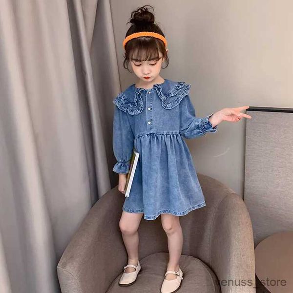 Vestidos de niña Vestidos de mezclilla para niños Nueva moda Ropa para niños Mangas largas Vestido de mezclilla para adolescentes Ropa para adolescentes 7 8 9 11 12 14 años