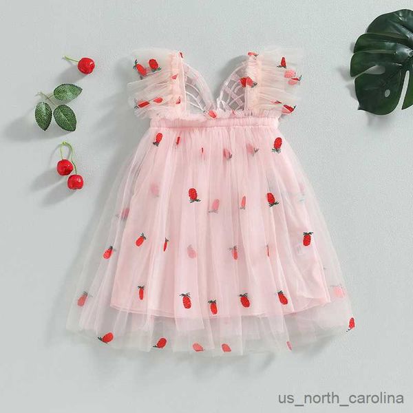 Vestidos de niñas Dress Kids Girl Summer Dress Tintina de mariposa alas de mariposa MANEVELESS Dance Performance Mesh Princess Vestida R230815