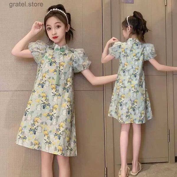 Robes de fille pour enfants robes robes d'été chinois style hanfu cheongsam children robe bébé fille princesse robes adolescents à manches courtes 12 ans