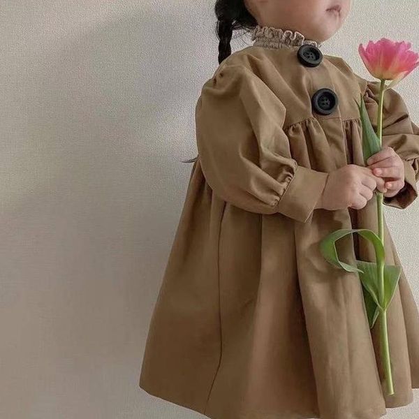 Robes de fille enfants filles plus taille robe 2021 coréen japon style enfants à manches longues coton une pièce mode vêtements de sport