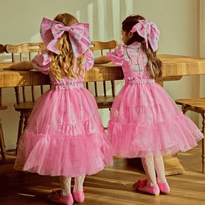 Robes pour filles coréennes enfant filles chandails princesse printemps enfants vêtements fleur rose jupes une pièce vêtements pour enfants 2 à 8 ans 230707