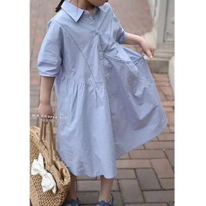 Girl's jurken Koreaanse kinderkleding en meisjes kleding 2024 Zomer nieuwe kinderen kleding mode childrens kleding d240520