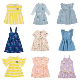 Robes de fille vêtements coréens pour enfants robe de princesse pour 2023 avant JC nouveau SS printemps été bébé filles oiseau une pièce robes vêtements pour enfantsHKD230712