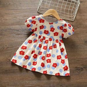 Girl's jurken Koreaanse stijl babymeisje jurk zomer kinderjurkjes modieus casual schattige geprinte korte mouwen prinses jurk2405