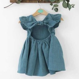 Vestidos de niña estilo coreano Summer Baby Dress Flight Pajamas Linen de algodón Recién nacido