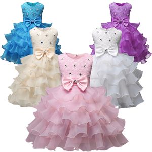 Robes de fille Dentelle Fleur Princesse Robe 3-8 ans Anniversaire Bébé Fille Vêtements Mariage Soirée Gâteau Smash Tulle Robe Enfants Robes pour Filles 230419