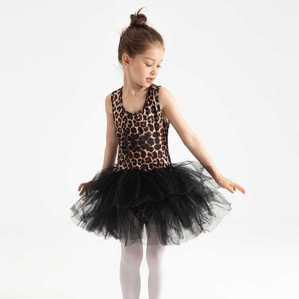 Vestidos de niña Leopardo Niñas Tutu Vestido Verano Malla Niños Ballet Rendimiento Traje para niña Nuevo Bebé Niño Niños Princesa Ropa