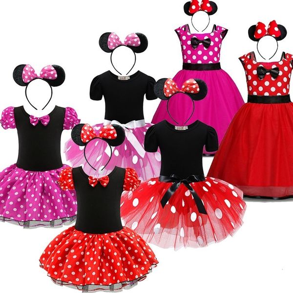 Robes de fille Petite fille Robes Enfants Été Red Dot Mouse Costume Bébé Fête d'anniversaire Vêtements Enfants Princesse Noël Déguisement Chapeaux 230925