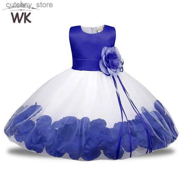 Robes de fille Petits enfants filles Tulle robe à fleurs enfant en bas âge fête de mariage robes de concours pour fille longue junior demoiselle d'honneur enfants robe a-ligne L240315