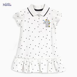 Girl S Jurken Little Maven 2023 Babymeisjes Lovely Casual Summer Children Unicorn White Pretty Vestidos Katoen zachte kleren voor kind 230411