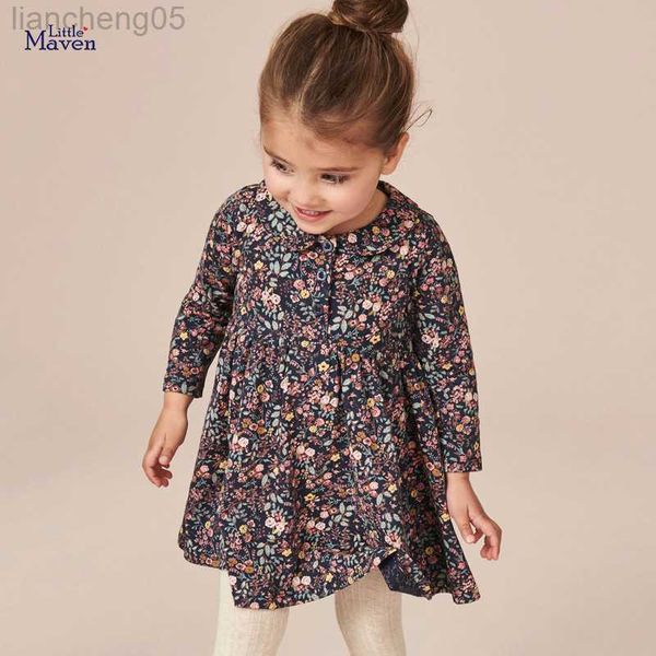 Vestidos de niña Little maven 2023, ropa de primavera y otoño para niñas, vestido de manga larga de algodón bonito y cómodo para niños de 2 a 7 años W0314