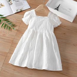 Girl's jurken Little Maven 2024 Babymeisjes Zomerkleding Elegante witte jurk Lace Decoratie Kinderjurk Princess Dress Cute D240520