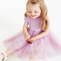 Vestidos de niña Little Maven 2024 Girls Ropa Summer Rainbow Purple Mesh Princess Dress Vestido de fiesta de bodas para niños Summer D240520