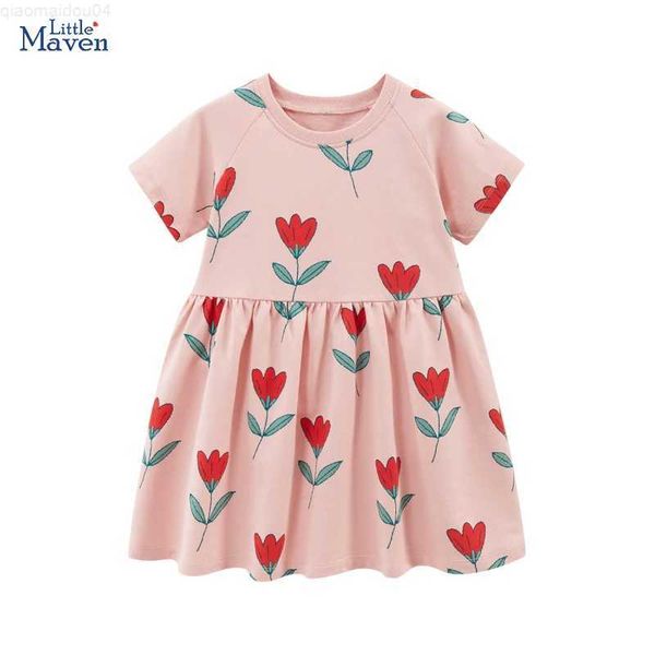 Robes de fille Little Maven 2024 coréen Summer Pink Enfant Enfants Vêtements Childre