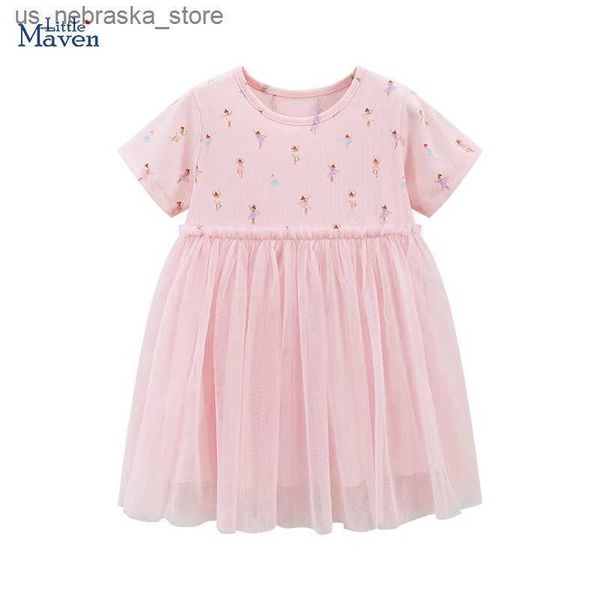 Vestidos de niña Little Maven 2024 New Summer Baby Baby Baby Cotton Childrens Clothing Ballet Ballet Ballet Dancer Infantil Ropa Q240418