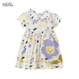 Vestidos de niña Little Maven 2024 Summer Dress Baby Girls Clothing Derributa de flores bordados Cabina de tanques D240515