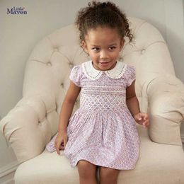 Robes de fille Little Maven 2024 Robe d'été bébé filles coton vêtements décontractés et confortables adaptés aux enfants âgés de 2 à 7 d240520