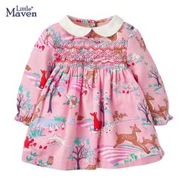 Robes de fille Little maven bébé filles manches longues robe rose coton Animal beaux enfants vêtements décontractés mode pour enfants 28 ans