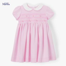 Robes de fille Petite robe maven pour l'année Vestidos d'été pour filles Vêtements pour enfants Coton Couleur unie Robe jolie et élégante 230725
