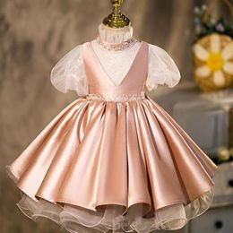 Robes de fille LJW Infantile pour bébé fille dentelle princesse robe 1ère année anniversaire baptême fête vêtements nés 6-5T Wear245j