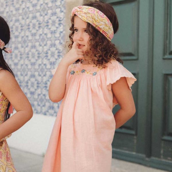 Vestidos de niña LM marca 2023 nuevo vestido de verano para niños para niñas lindo bordado vestido de princesa de alta calidad ropa de moda para niños