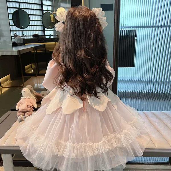 Robes de fille Lolita printemps automne filles vêtements nouveaux enfants princesse à manches longues robe rose Bow gonflé mode robes en Tulle pour les enfants