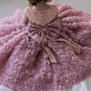 Girl's jurken luxe babymeisje jurk Rose modieuze konijnenjurk verjaardagsfeestje prinses jurk 3-10 jaar oude meisjesjurk 2023 zomerjurk y240514