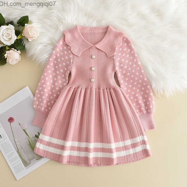 Vestidos de niña Trajes de baño para hombres Ropa para niños y niñas Punto de lana Puff Vestido de manga larga Invierno Otoño Fiesta Niña Bebé Volantes Punto Princesa Suéter Z230803