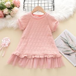 Vestidos para niña Menoea Moda Princesa Primavera y otoño Edición coreana Boda Falda para niños Niñas Volantes Malla Manga corta 230508