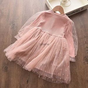 Robes de fille Menoea enfants robes pour filles 2023 enfants à manches longues vêtements automne couleur unie points Tutu fille anniversaire princesse robe de fête