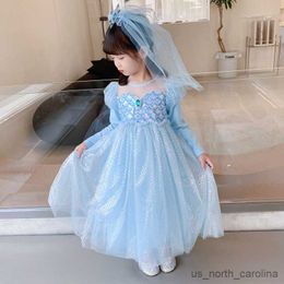 Girl's Jurken Mermaid Princess Dress Jurk Girls 'Spring lange mouwen jurk voor kinderen voor kinderen en herfst middelste lengte jurk R230816