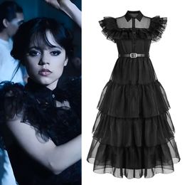 Meisjes Jurken Movie Wednesday Addams Cosplay Voor Meisje Kostuum 2023 Vestidos Kids Meisjes Mesh Party Carnaval Kostuums 410Yrs 230603