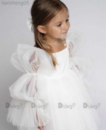 Vestidos de niña Vestido de cumpleaños para niñas recién nacidas para niños pequeños Vestido de fiesta de boda blanco Ceremonia de bautismo Vestido para 3Y Ropa infantil Niños W0314