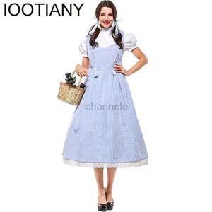 Robes de fille Nouvelle fabuleuse robe à carreaux bleu dames assistant d'Oz Dorothy costume costumes de carnaval pour les filles S L Xl 240315