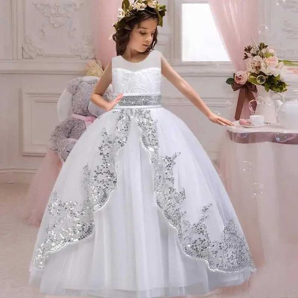 Robes de fille Nouvelle fille robe de mariée 2023 Banquet en dentelle Viete Fille d'anniversaire Robe blanche Fleur Fleur Fille Moyeur Dressl2405