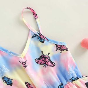 Jurken voor meisjes Nieuwe meisjes zomer prinsessenjurk Casual slingjurk Vlinderprint Backless vestidos kinderkleding baby kinderkleding