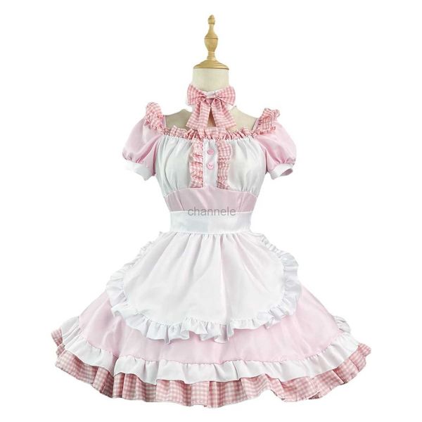 Robes de fille Nouveau rose robe douce Costumes Lolita pour femme de chambre Cosplay chat fille Costume de femme de chambre pour serveuse fête scène Costumes S -5XL 240315