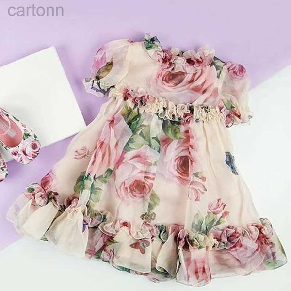 Robes de fille Nouvelle princesse fille fleur robe en Tulle enfants fille fleur manches bouffantes princesse fête de mariage Pageant enfant robe en Tulle 24323