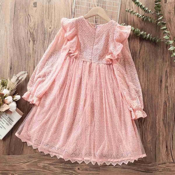 Vestidos de niña Nueva primavera Niños Vestidos de encaje rosa para niñas Ropa Fiesta Vestido de fiesta Trajes de princesa Niños Adolescente Vestidos 6 8 10 12 años