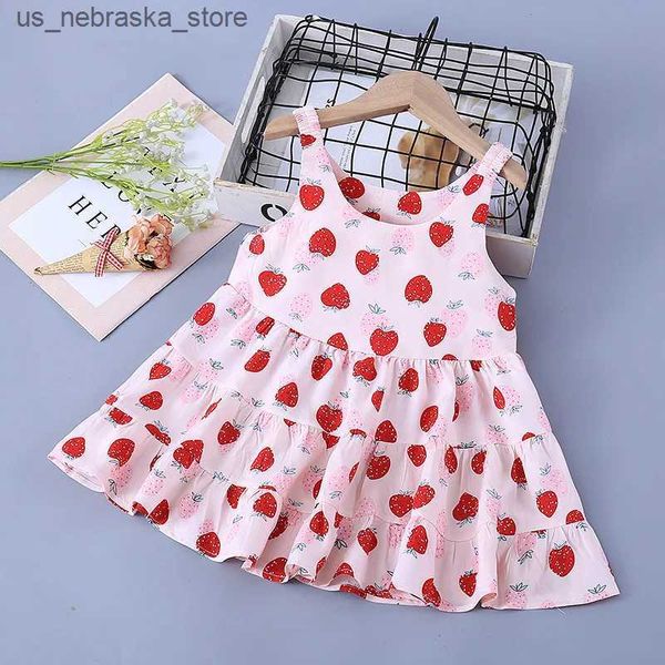 Vestidos de niña Vestido de correa nueva para niñas Ropa para niños Flowberry Princess Dress Wedding Wedding Fiest Baby Dress A1113 Q240418